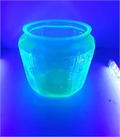 Uranium Glass Biscuit Jar No Lid