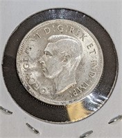 1939 Canadian Silver 25-Cent Quarter Coin