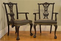 PAIR OF CHIPPENDALE STYLE NEEDLEPOINT ARMCHAIRS