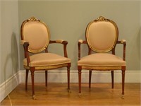 PAIR OF FRENCH BRONZE MOUNTED ARMCHAIRS