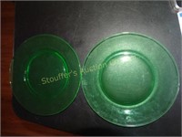 2 Vaseline Uranium Depression Glass Salad Plates,