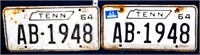 Pair 1964 TN license plates