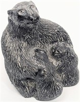 Inuit Soapstone Polar Bear & Cubs