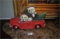 Ceramic Christmas Truck with dogs