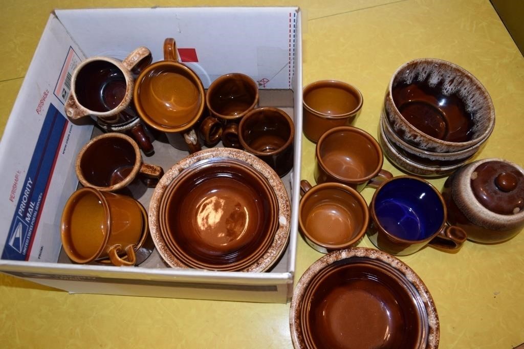 Set of Brown Bowls & Cups - Made in USA