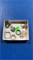 Costume jewelry pieces, questionable sterling,