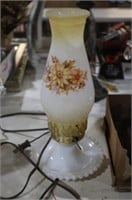 MILK GLASS BASE ELECTRIFIED OIL LAMP