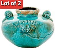 Lot of 2, 7" Ceramic Vase, Blue