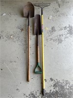 Post hole Shovel, spade and rake