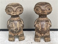 African Pigmy Wood Male & Female Statues