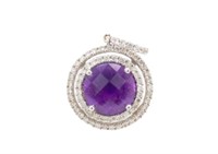 Amethyst & diamond set 18ct gold pendant