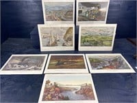 CURRIER AND IVES TRAIN LITHOGRAPHS 8 PICTURES