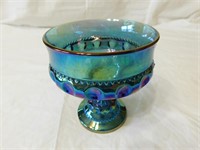 Vintage blue carnival glass candy dish.