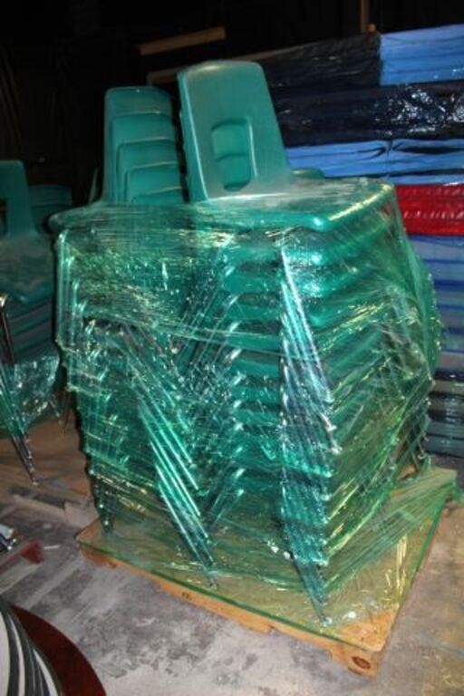 (55) Stack Chairs, Green Resin Seat & Back,