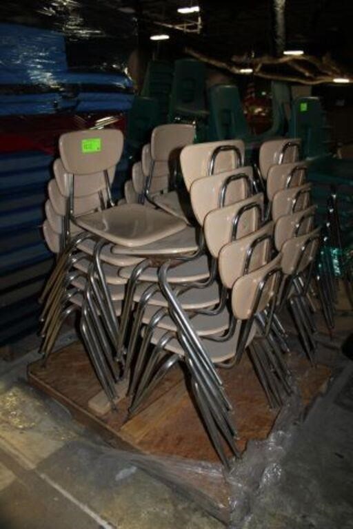 (20) Stack Chairs, Tan Resin Seat & Back,