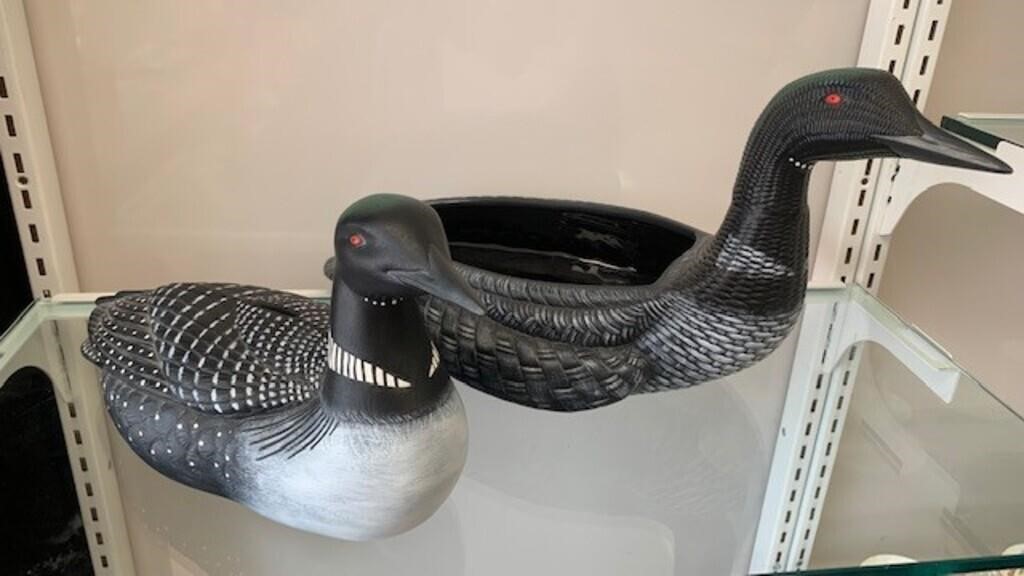 16" Ceramic Loon Planter & Bank