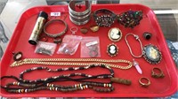TRAY OF ASST COSTUME JEWELRY & COLLECTIBLE