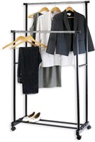 SimpleHouseware Clothing Rack Double Rod Portable