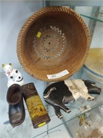 Woven Bowl, Miniature Shoe, Figurines