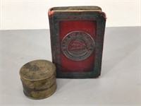 Antique Coin Bank & Stamp Tin