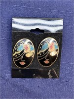 Ladyface enamel earrings