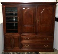 Cherry Finish Media Armoire with Beveled Glass