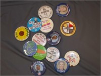 Assorted  buttons including campaign