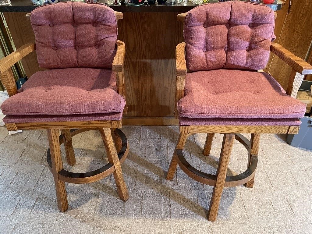 Two Swiveling Bar Stools