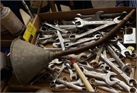 Lot with Various Wrenches & Oil Funnel
