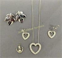 Sterling Silver Jewelry. Heart 16" Necklace