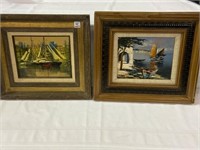 Lot of 2 Framed Boat/Ship Paintings Including