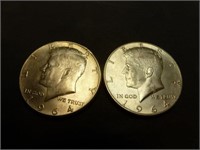 2pc 1964 US Kennedy Silver Half Dollars