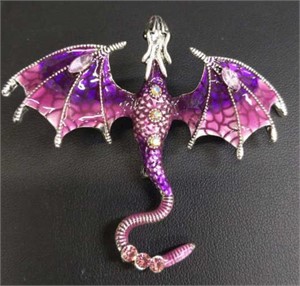Pink and purple dragon pin / pendant