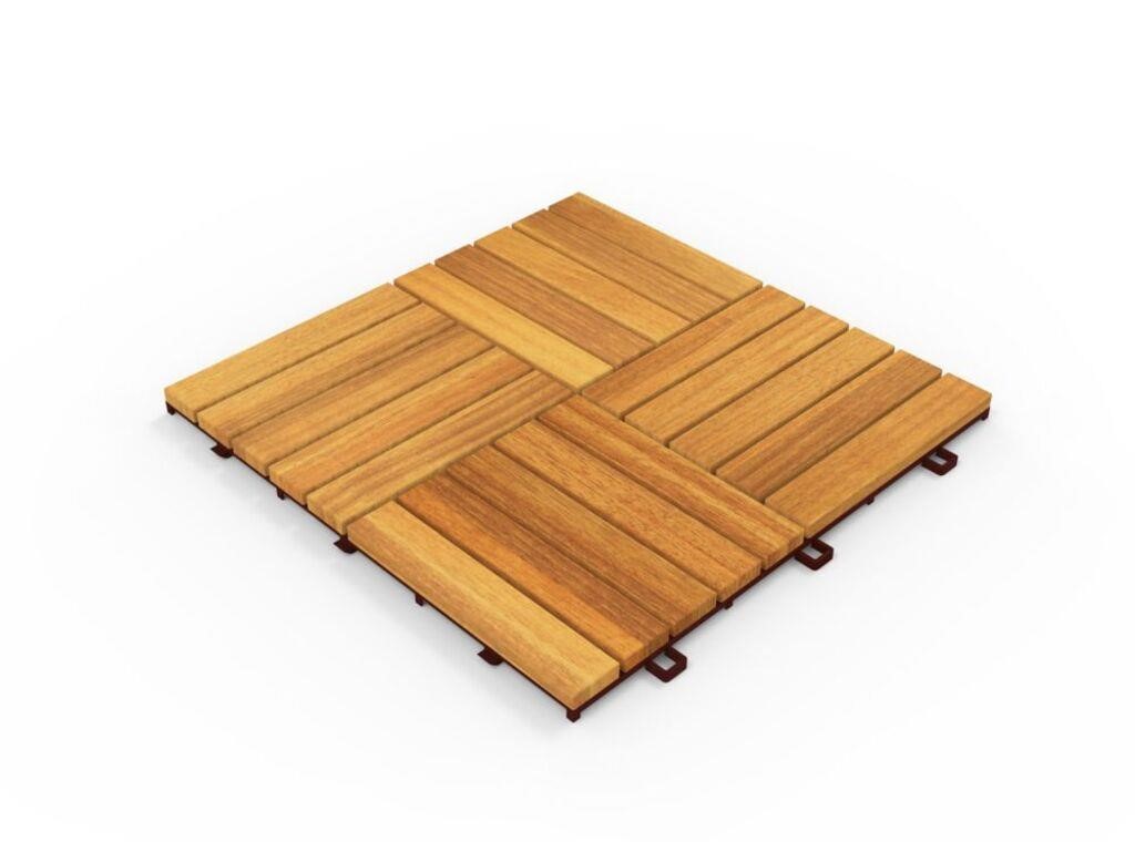 *NEW Interbuild Acacia Wood Deck Tiles, Pack of 10