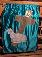 Vtg Satin Religious Banners - Cross & Savior (2)