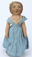 Antique Printworks Cloth Rag Doll, Blue Dress