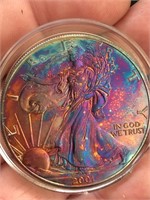 2001 rainbow Toned 999 find silver American Eagle