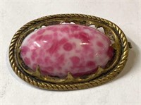 Pink White Stone Brooch