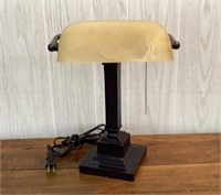 15"Glass and Metal Desk Lamp