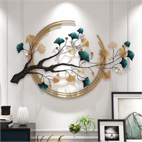 JSQJPSB 3D Ginkgo Leaf Metal Wall Art Decor, Livin