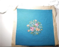 Vintage Needlepoint Chair Seat Cover Flowers