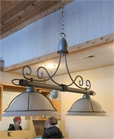 PEWTER COLOR HANGING TWO LIGHT FIXTURE