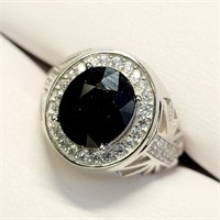 $410 Silver Sapphire(3ct) Ring