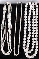 WHITE BAROQUE PEARL & FAUX PEARL NECKLACES