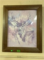 PAIR OF MATCHING FRAMED PICTURES & DEER PICTURE