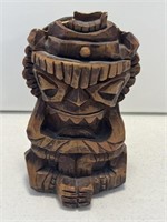 Plastic tiki statue wood look measures 9 inches