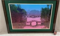 Large Framed Print Of Lake & Bridge