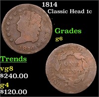 1814 Classic Head 1c Grades g+
