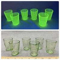 Vintage Uranium Glass Shot Glasses NOTES
