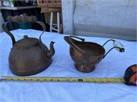 Copper Tea kettle and small bucket